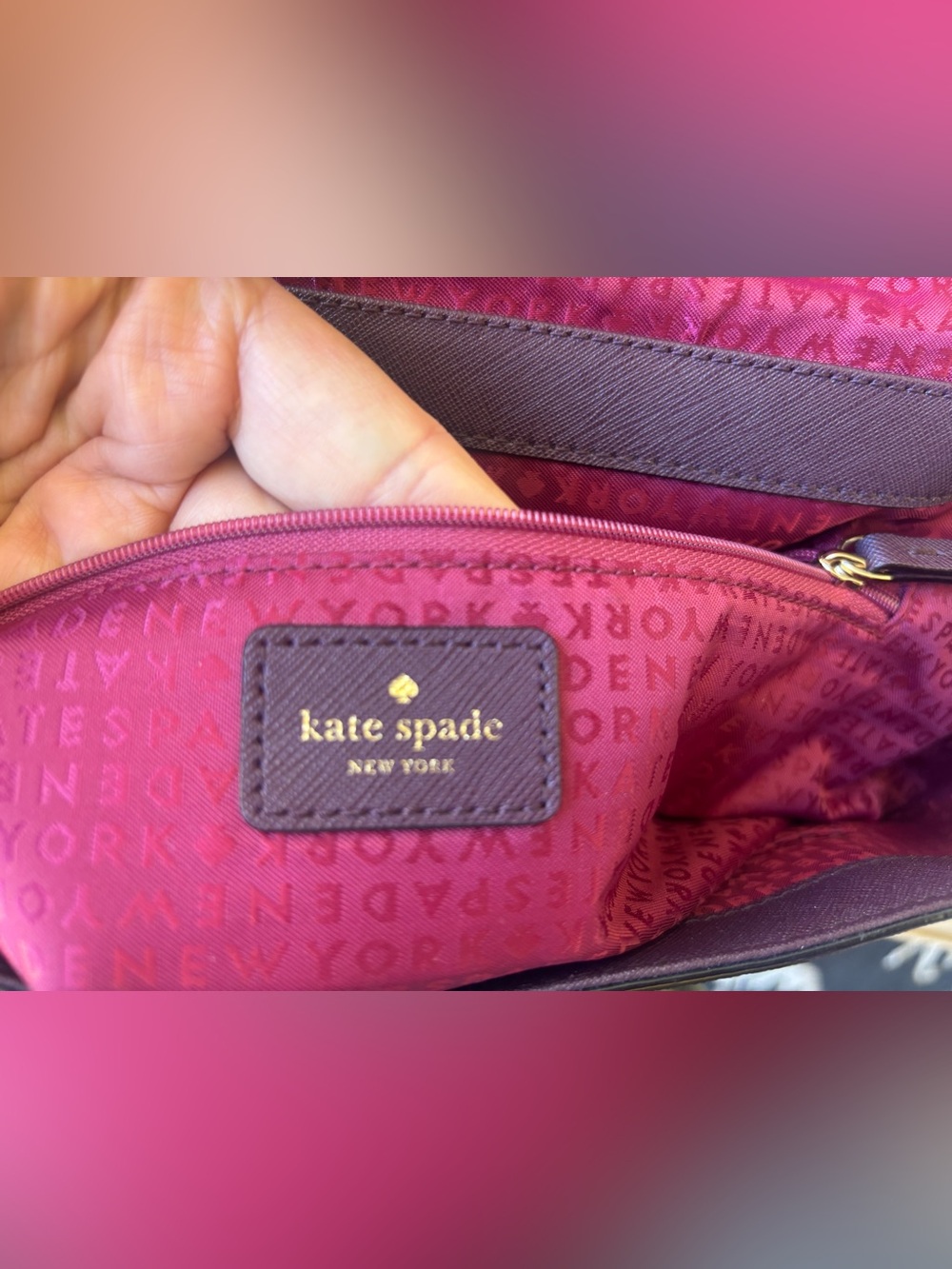 kate spade Plum Leather Top-Handle Satchel with Matching Wallet - Picture 7 of 14
